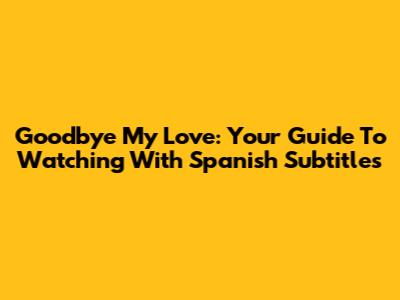 Goodbye My Love: Your Guide To Watching With Spanish Subtitles