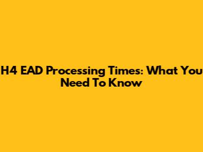 H4 EAD Processing Times: What You Need To Know
