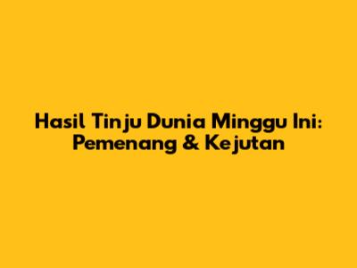 Hasil Tinju Dunia Minggu Ini: Pemenang & Kejutan