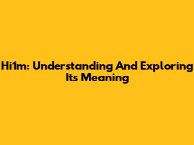 Hi1m: Understanding And Exploring Its Meaning