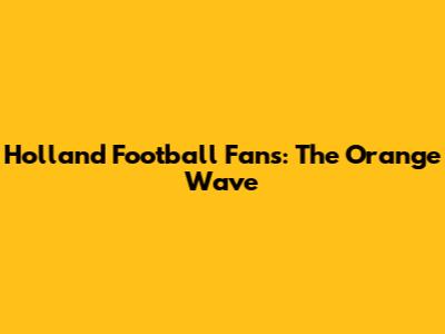 Holland Football Fans: The Orange Wave