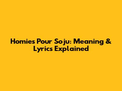 Homies Pour Soju: Meaning & Lyrics Explained