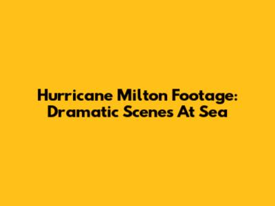 Hurricane Milton Footage: Dramatic Scenes At Sea