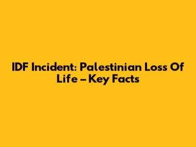 IDF Incident: Palestinian Loss Of Life – Key Facts