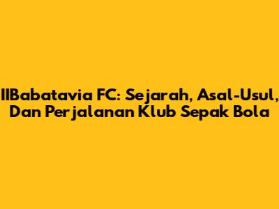 IIBabatavia FC: Sejarah, Asal-Usul, Dan Perjalanan Klub Sepak Bola