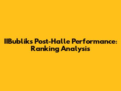 IIBublik's Post-Halle Performance: Ranking Analysis
