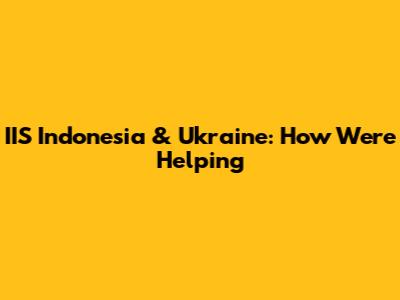 IIS Indonesia & Ukraine: How We're Helping