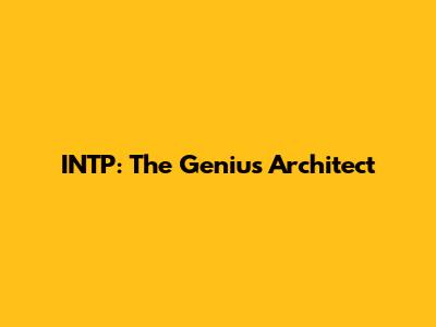 INTP: The Genius Architect