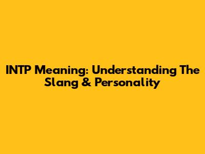 INTP Meaning: Understanding The Slang & Personality