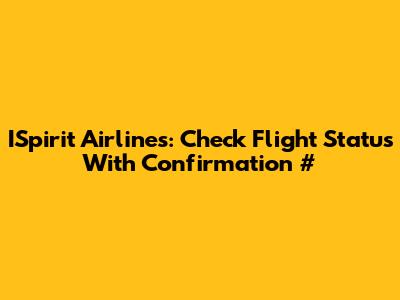 ISpirit Airlines: Check Flight Status With Confirmation #