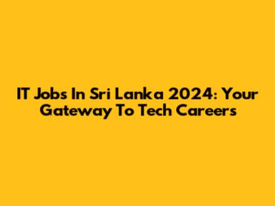 IT Jobs In Sri Lanka 2024: Your Gateway To Tech Careers