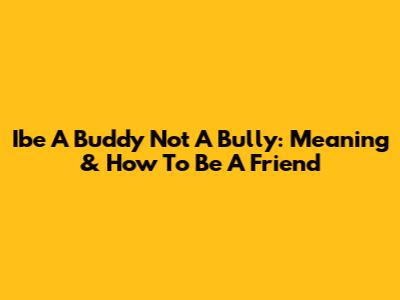 Ibe A Buddy Not A Bully: Meaning & How To Be A Friend