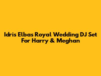 Idris Elba's Royal Wedding DJ Set For Harry & Meghan