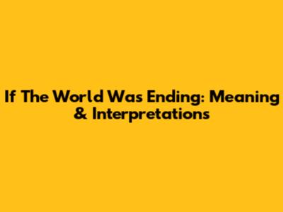 If The World Was Ending: Meaning & Interpretations