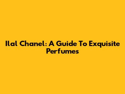Ilal Chanel: A Guide To Exquisite Perfumes