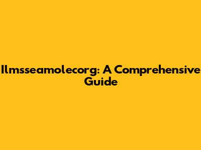 Ilmsseamolecorg: A Comprehensive Guide