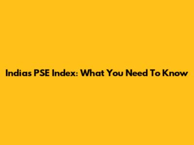 India's PSE Index: What You Need To Know