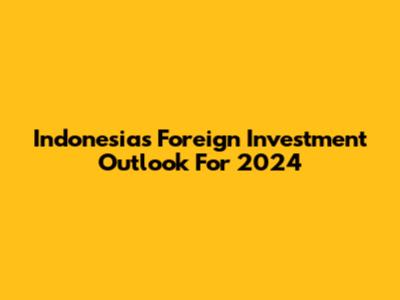 Indonesia's Foreign Investment Outlook For 2024