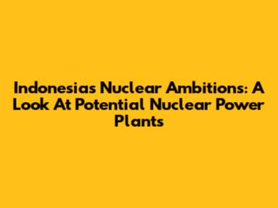Indonesia's Nuclear Ambitions: A Look At Potential Nuclear Power Plants