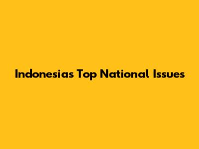 Indonesia's Top National Issues