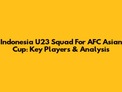 Indonesia U23 Squad For AFC Asian Cup: Key Players & Analysis