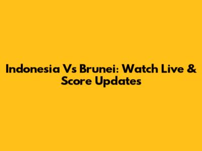 Indonesia Vs Brunei: Watch Live & Score Updates