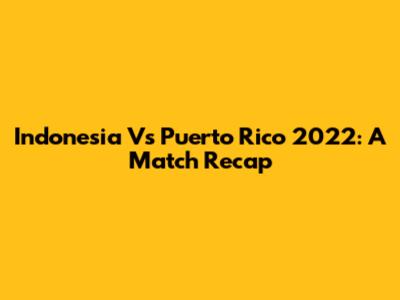 Indonesia Vs Puerto Rico 2022: A Match Recap