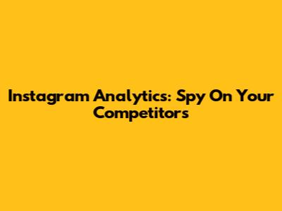 Instagram Analytics: Spy On Your Competitors