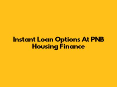 Instant Loan Options At PNB Housing Finance