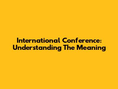 International Conference: Understanding The Meaning
