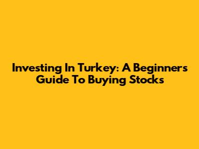 Investing In Turkey: A Beginner's Guide To Buying Stocks