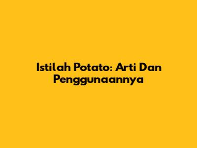 Istilah Potato: Arti Dan Penggunaannya
