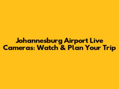 Johannesburg Airport Live Cameras: Watch & Plan Your Trip