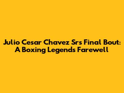 Julio Cesar Chavez Sr's Final Bout: A Boxing Legend's Farewell