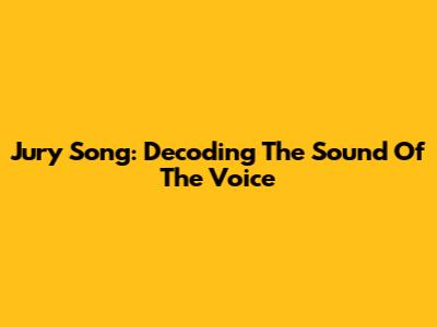 Jury Song: Decoding The Sound Of 'The Voice'
