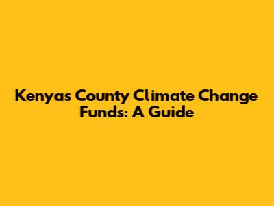 Kenya's County Climate Change Funds: A Guide