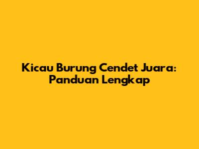 Kicau Burung Cendet Juara: Panduan Lengkap