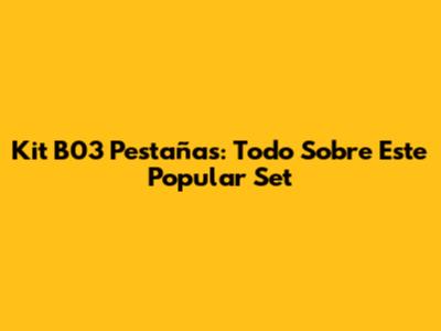 Kit B03 Pestañas: Todo Sobre Este Popular Set
