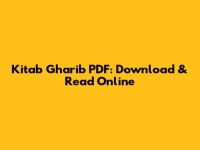 Kitab Gharib PDF: Download & Read Online