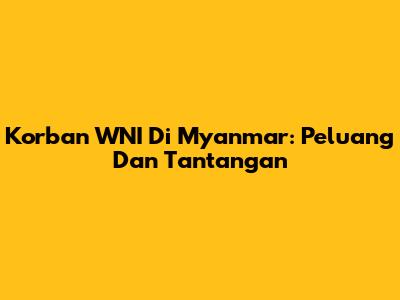 Korban WNI Di Myanmar: Peluang Dan Tantangan