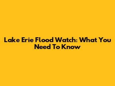 Lake Erie Flood Watch: What You Need To Know