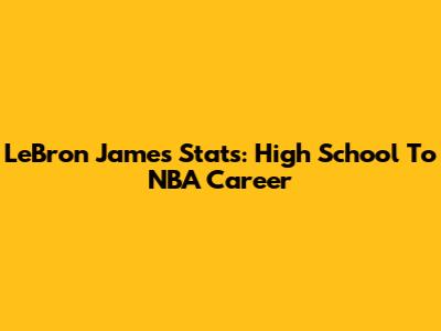 LeBron James Stats: High School To NBA Career