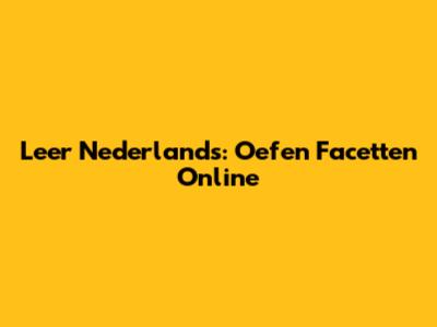 Leer Nederlands: Oefen Facetten Online