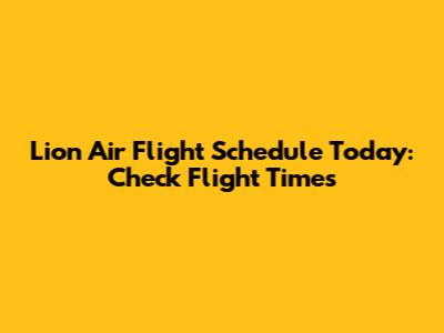 Lion Air Flight Schedule Today: Check Flight Times