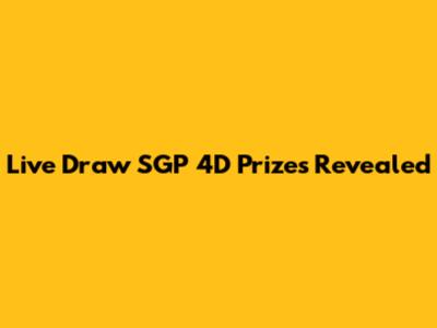Live Draw SGP 4D Prizes Revealed