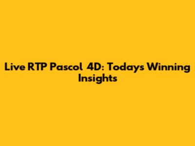 Live RTP Pascol 4D: Today's Winning Insights