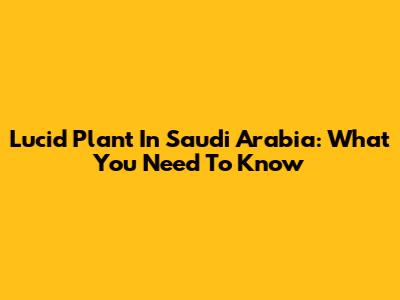 Lucid Plant In Saudi Arabia: What You Need To Know