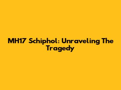 MH17 Schiphol: Unraveling The Tragedy