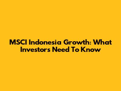 MSCI Indonesia Growth: What Investors Need To Know