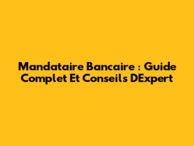 Mandataire Bancaire : Guide Complet Et Conseils D'Expert